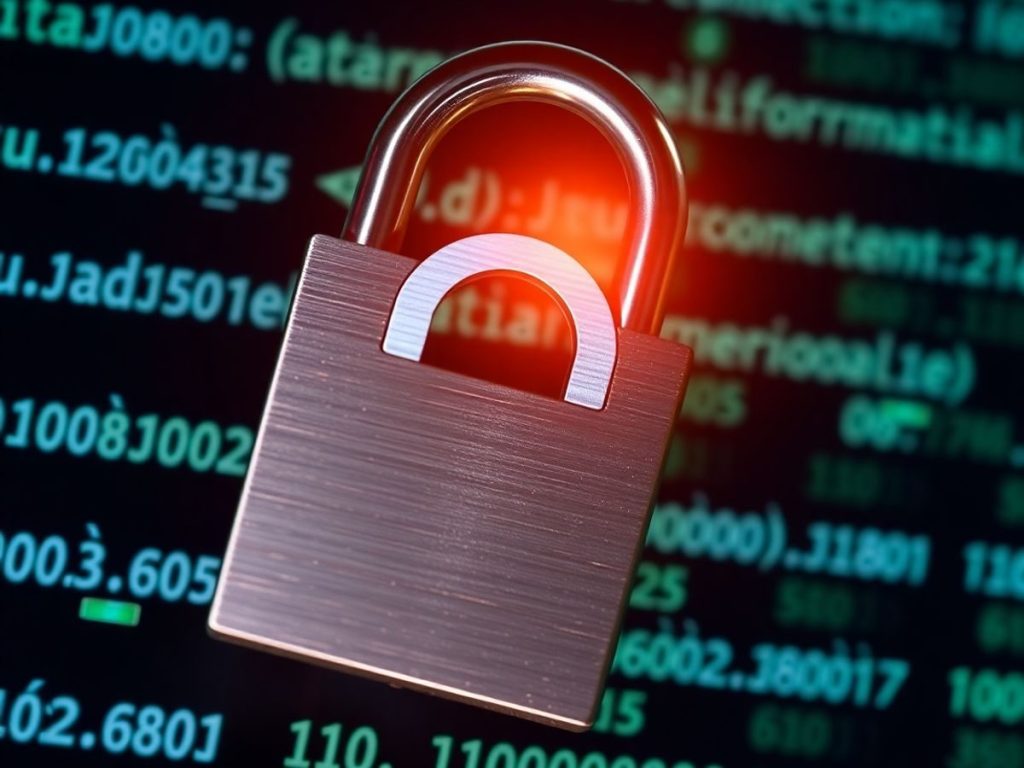 Lacăt pe un fundal digital, simbolizând protecția datelor.